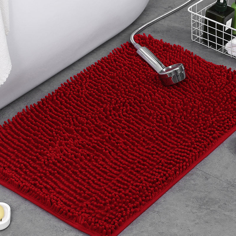 Non-Slip Plush Chenille Bath Rug — Thick Microfiber Pile, Absorbent Surface