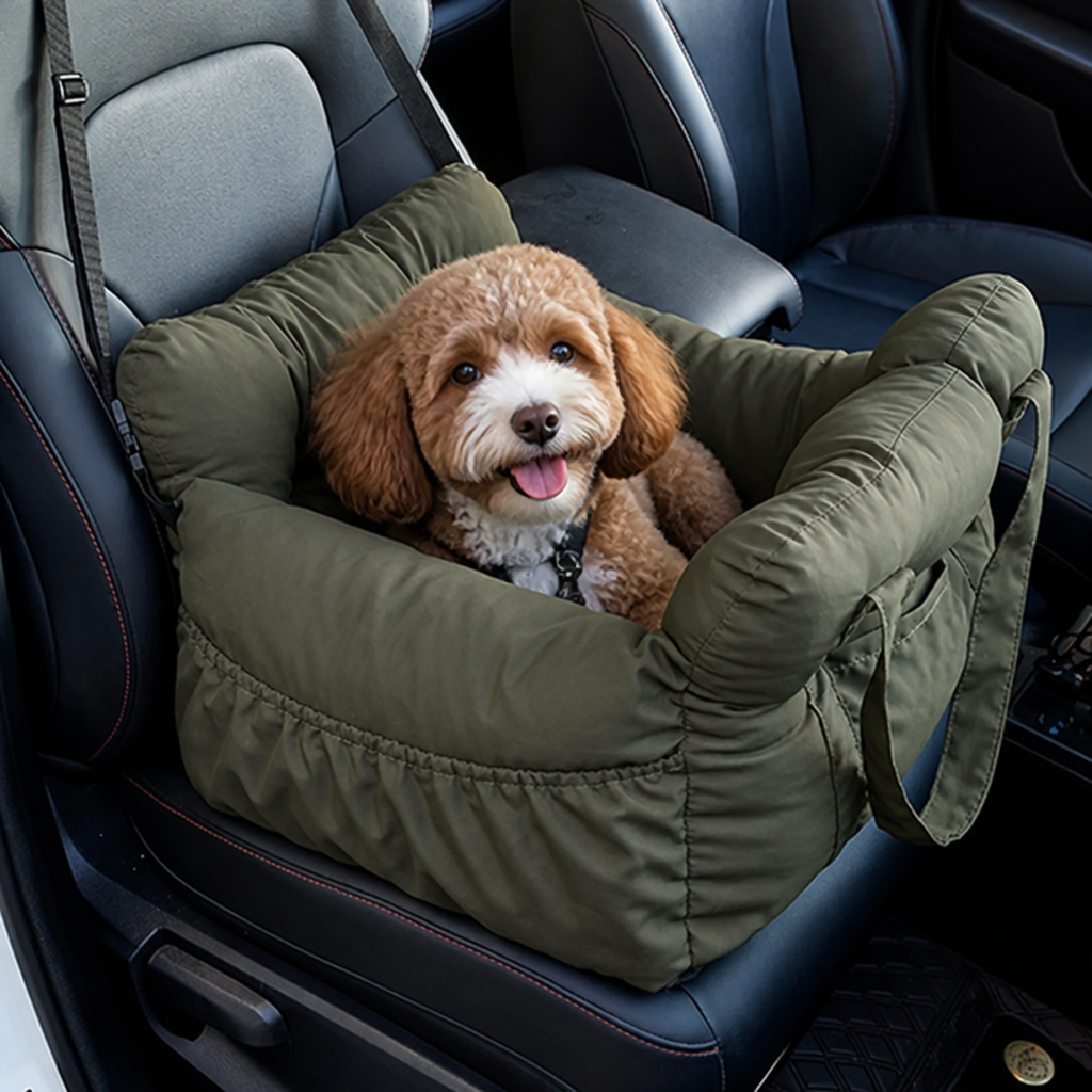 Non-Slip & Washable Booster Dog Car Seat (Adjustable Safety Straps)