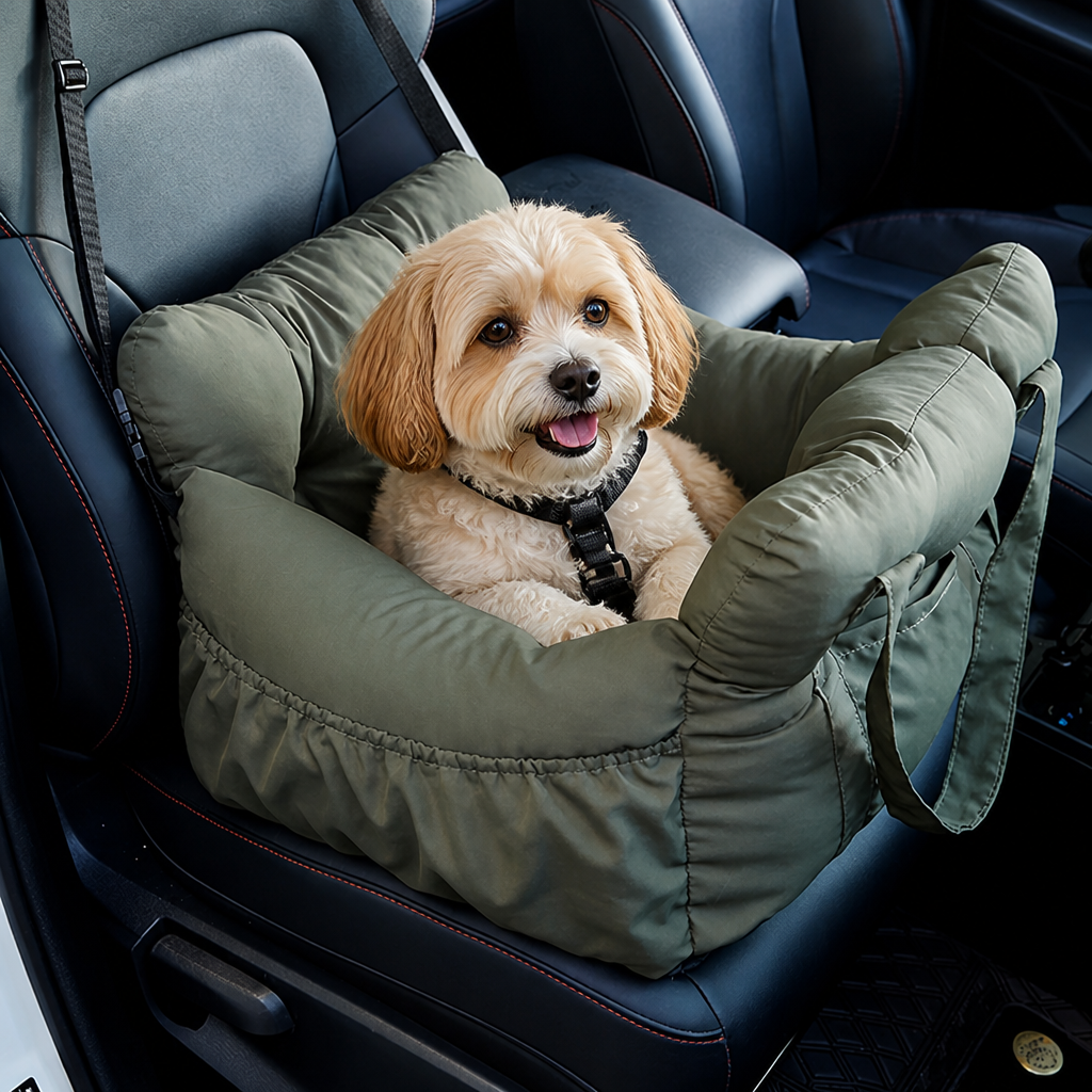 Non-Slip & Washable Booster Dog Car Seat (Adjustable Safety Straps)