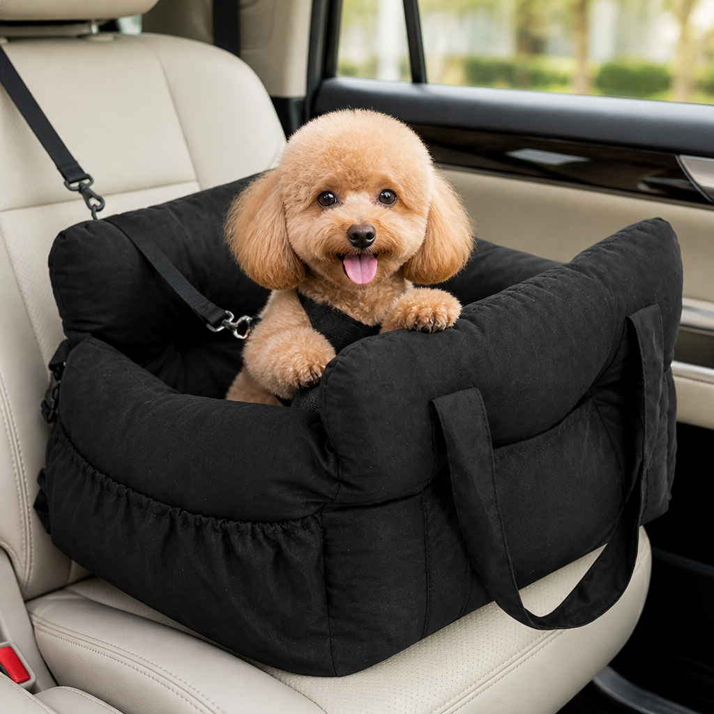 Non-Slip & Washable Booster Dog Car Seat (Adjustable Safety Straps)