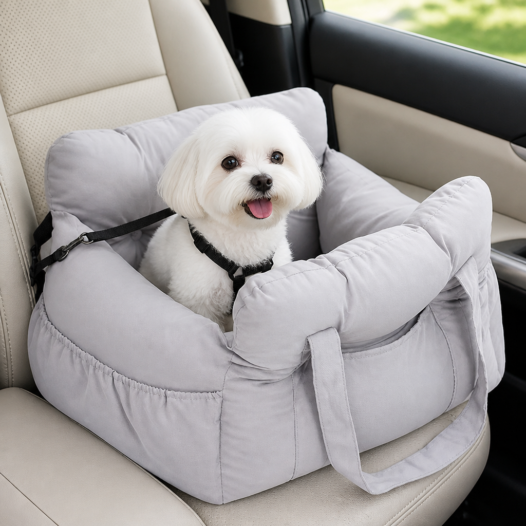 Non-Slip & Washable Booster Dog Car Seat (Adjustable Safety Straps)