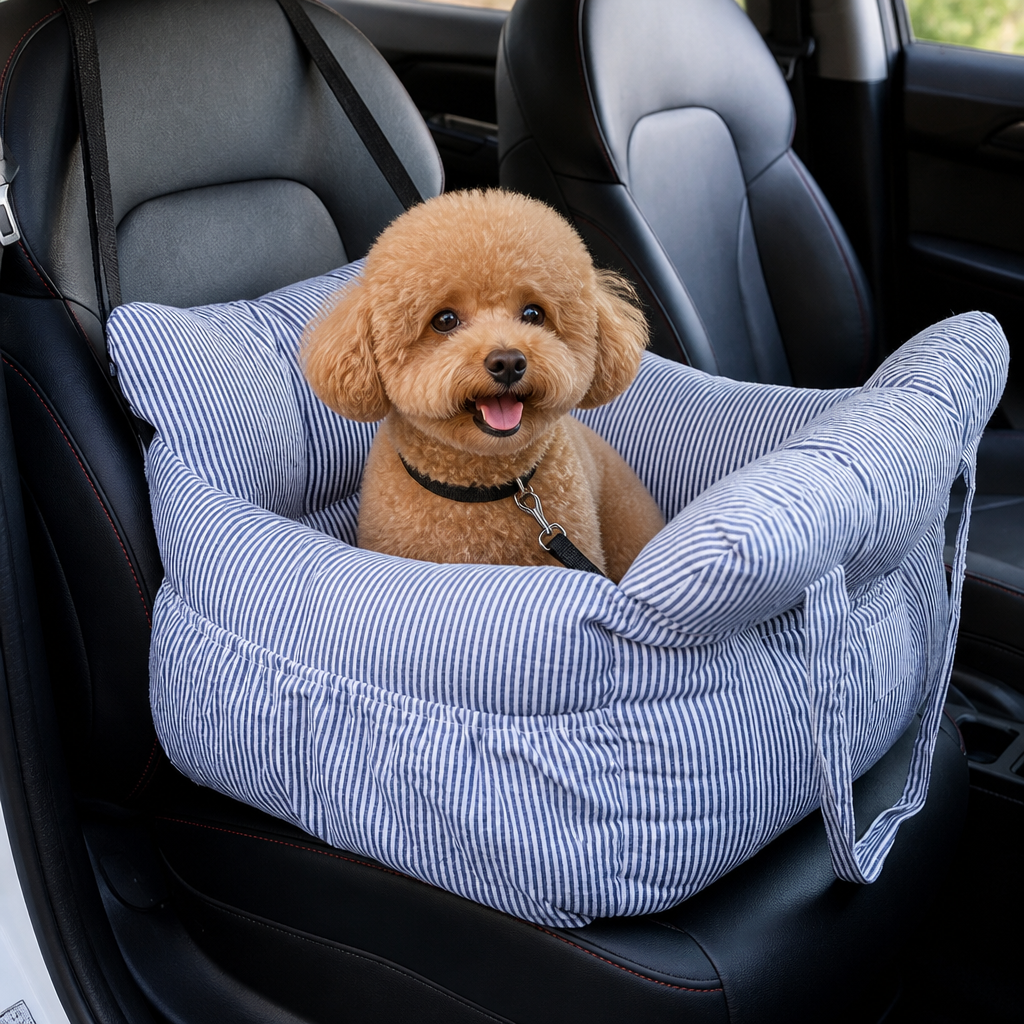 Non-Slip & Washable Booster Dog Car Seat (Adjustable Safety Straps)
