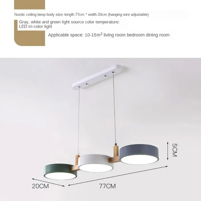 Nordic Flush-Mount Ceiling Light with Iron and Wood Finish