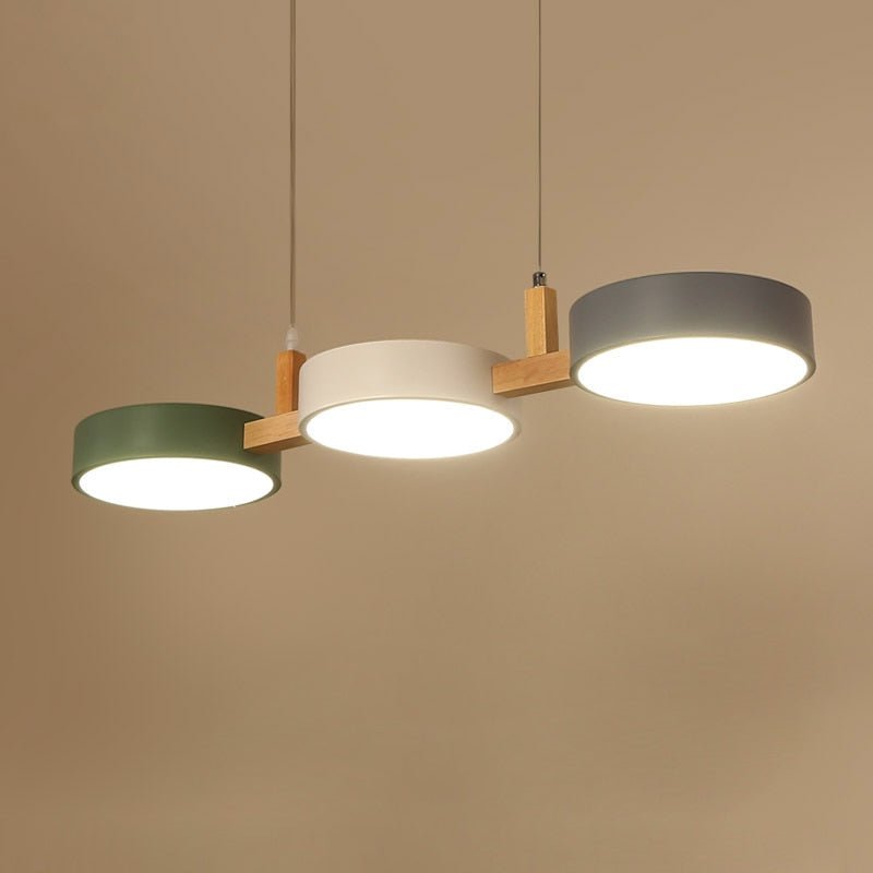 Nordic Flush-Mount Ceiling Light with Iron and Wood Finish