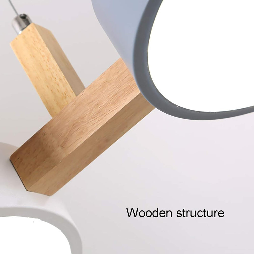Nordic Flush-Mount Ceiling Light with Iron and Wood Finish