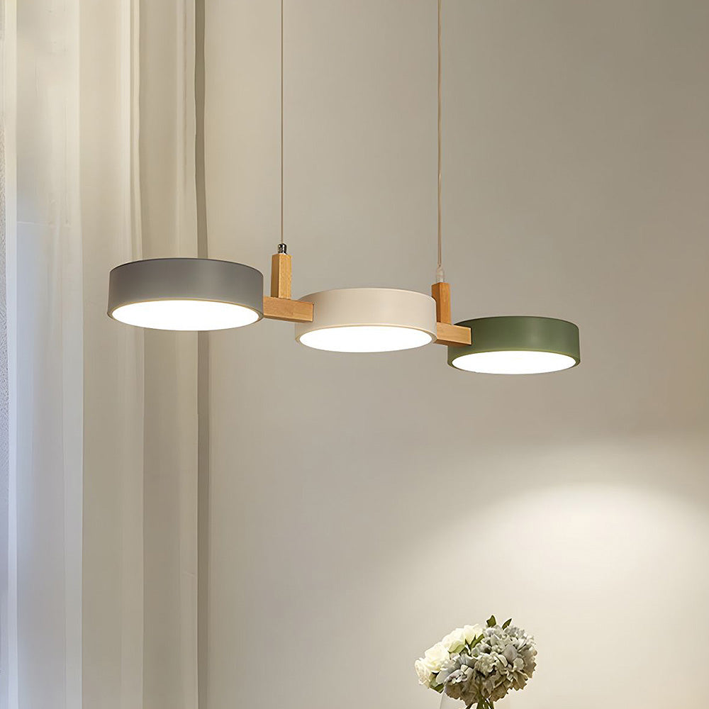 Nordic Flush-Mount Ceiling Light with Iron and Wood Finish