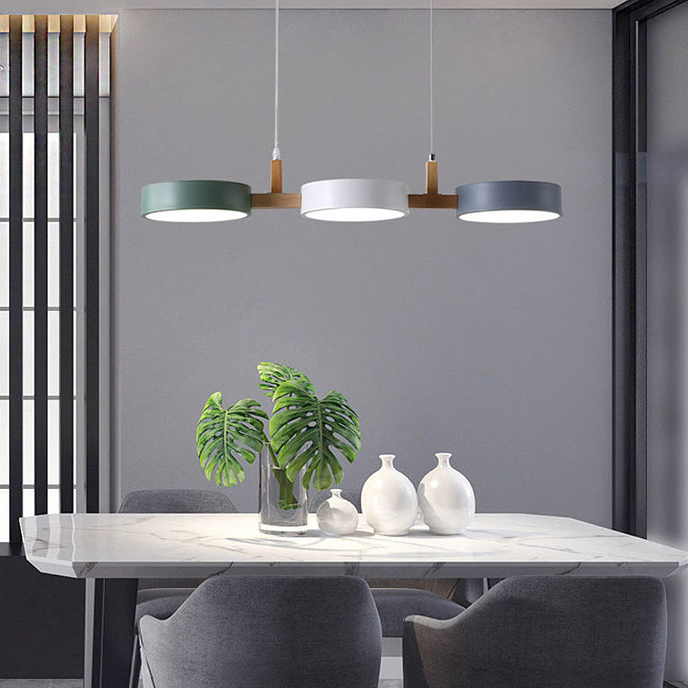 Nordic Flush-Mount Ceiling Light with Iron and Wood Finish