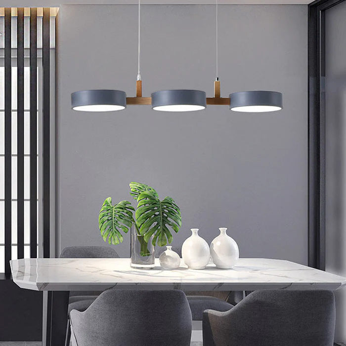 Nordic Flush-Mount Ceiling Light with Iron and Wood Finish