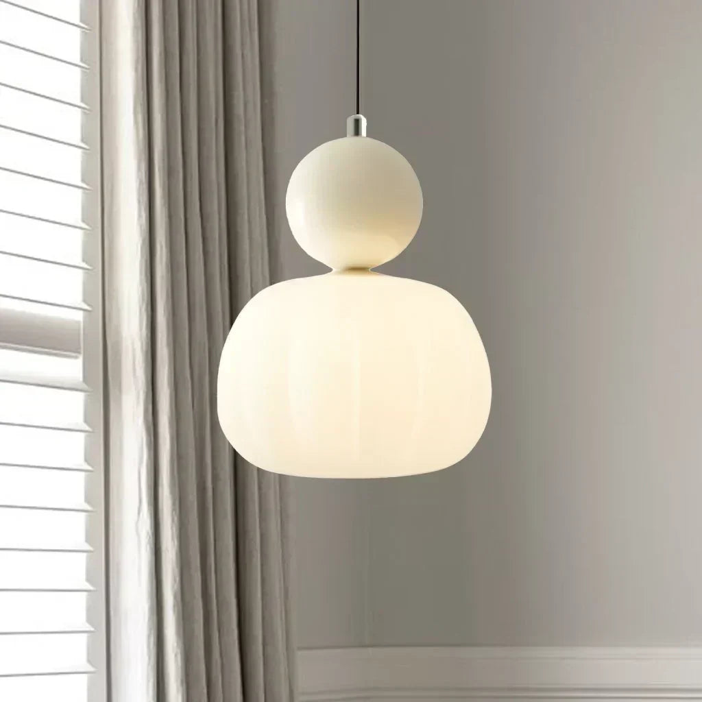 Nordic Pumpkin Ceiling Light — LED Pendant, Reinforced Glass Shade, Polished Metal Frame