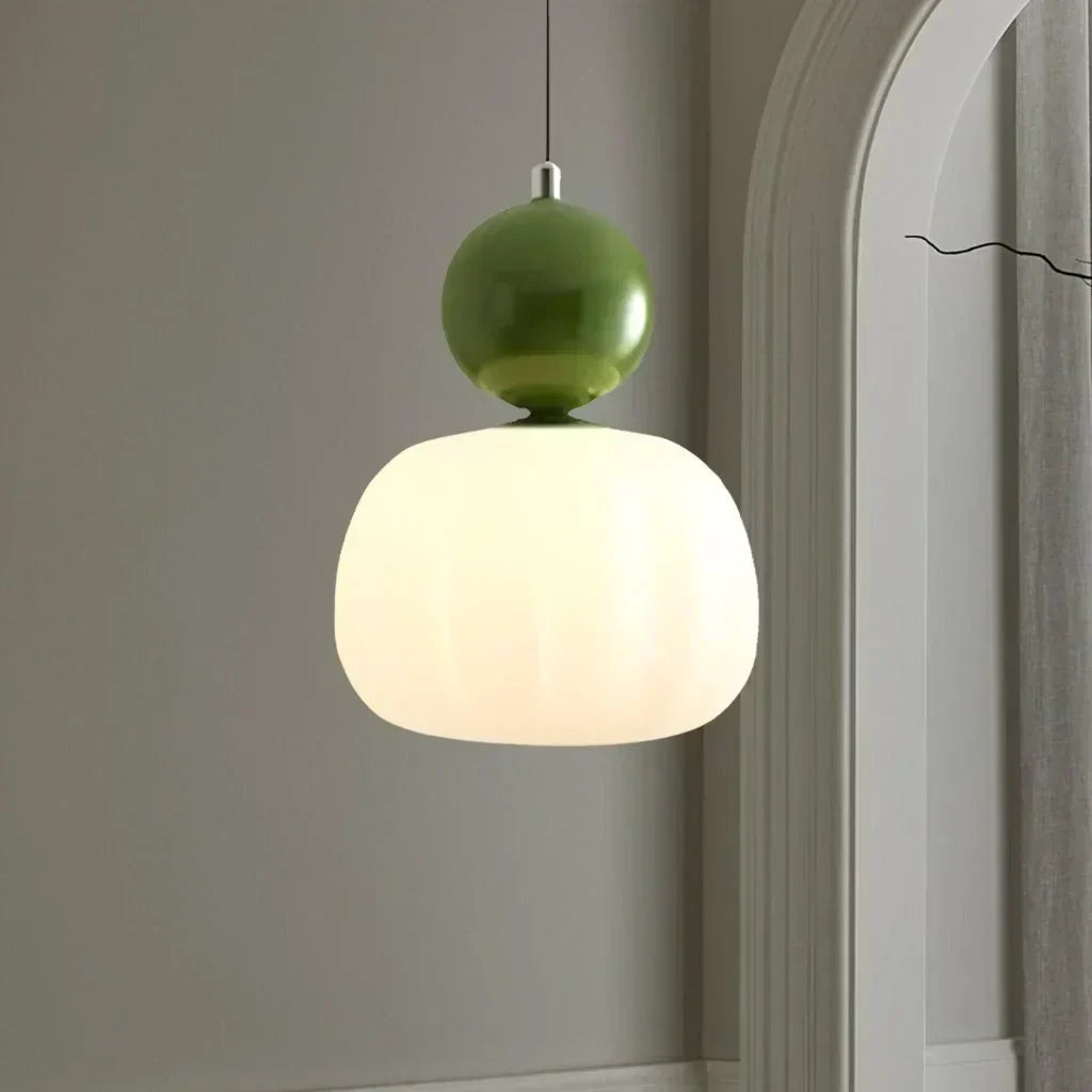 Nordic Pumpkin Ceiling Light — LED Pendant, Reinforced Glass Shade, Polished Metal Frame
