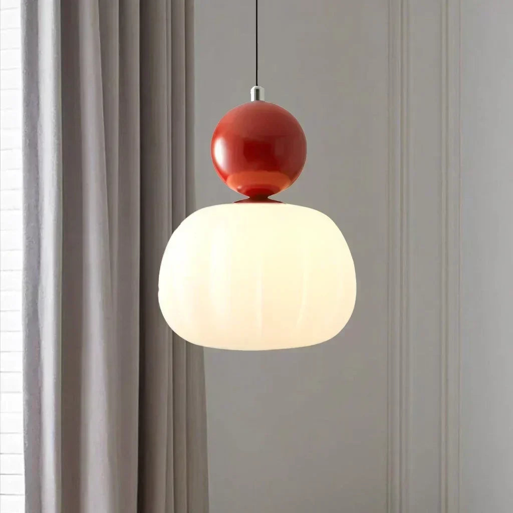 Nordic Pumpkin Ceiling Light — LED Pendant, Reinforced Glass Shade, Polished Metal Frame