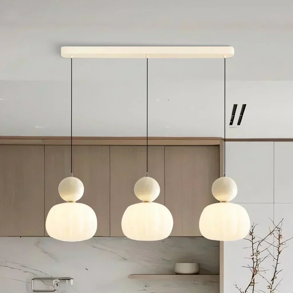 Nordic Pumpkin Ceiling Light — LED Pendant, Reinforced Glass Shade, Polished Metal Frame