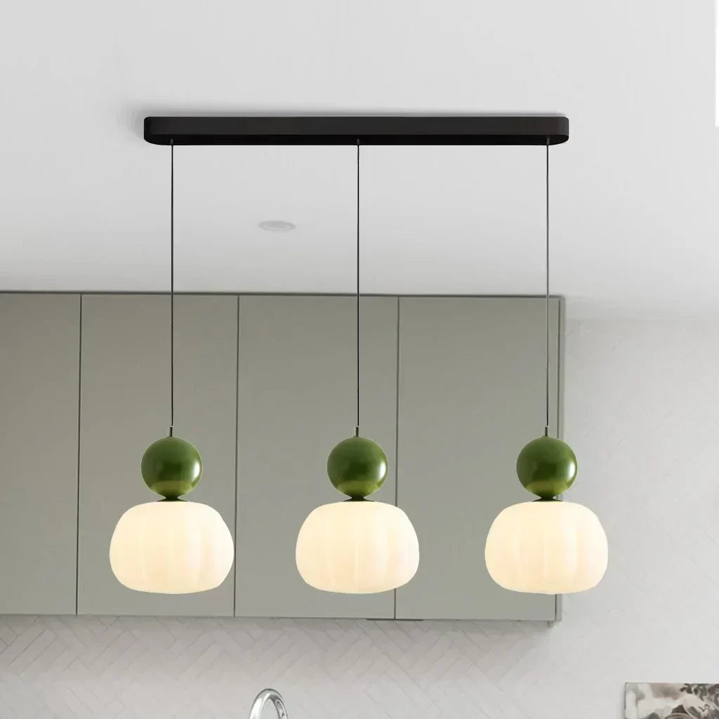 Nordic Pumpkin Ceiling Light — LED Pendant, Reinforced Glass Shade, Polished Metal Frame