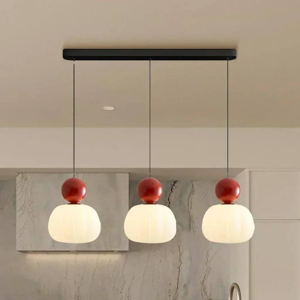 Nordic Pumpkin Ceiling Light — LED Pendant, Reinforced Glass Shade, Polished Metal Frame