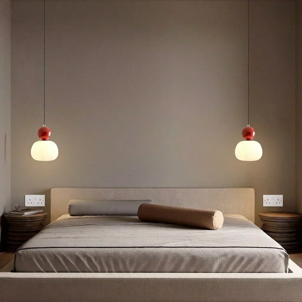 Nordic Pumpkin Ceiling Light — LED Pendant, Reinforced Glass Shade, Polished Metal Frame