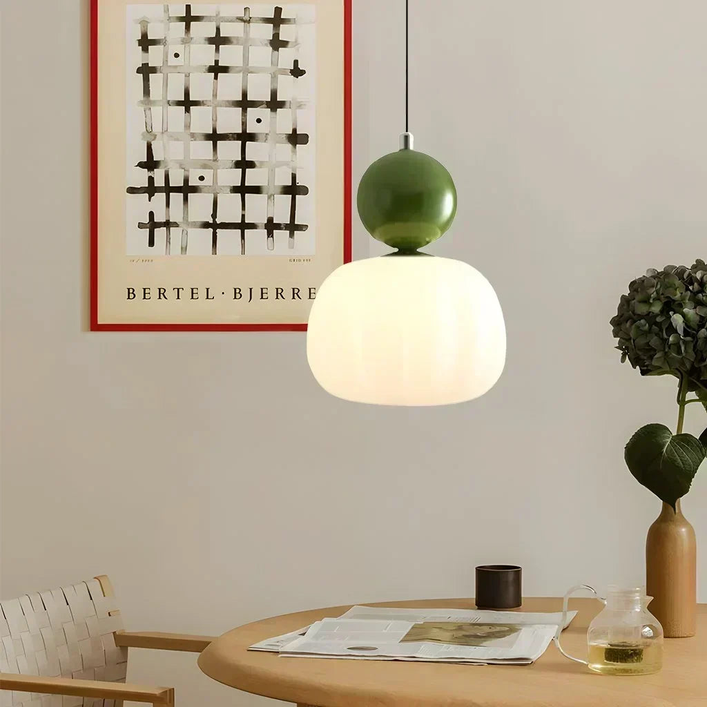 Nordic Pumpkin Ceiling Light — LED Pendant, Reinforced Glass Shade, Polished Metal Frame