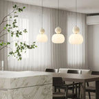 Nordic Pumpkin Ceiling Light — LED Pendant, Reinforced Glass Shade, Polished Metal Frame