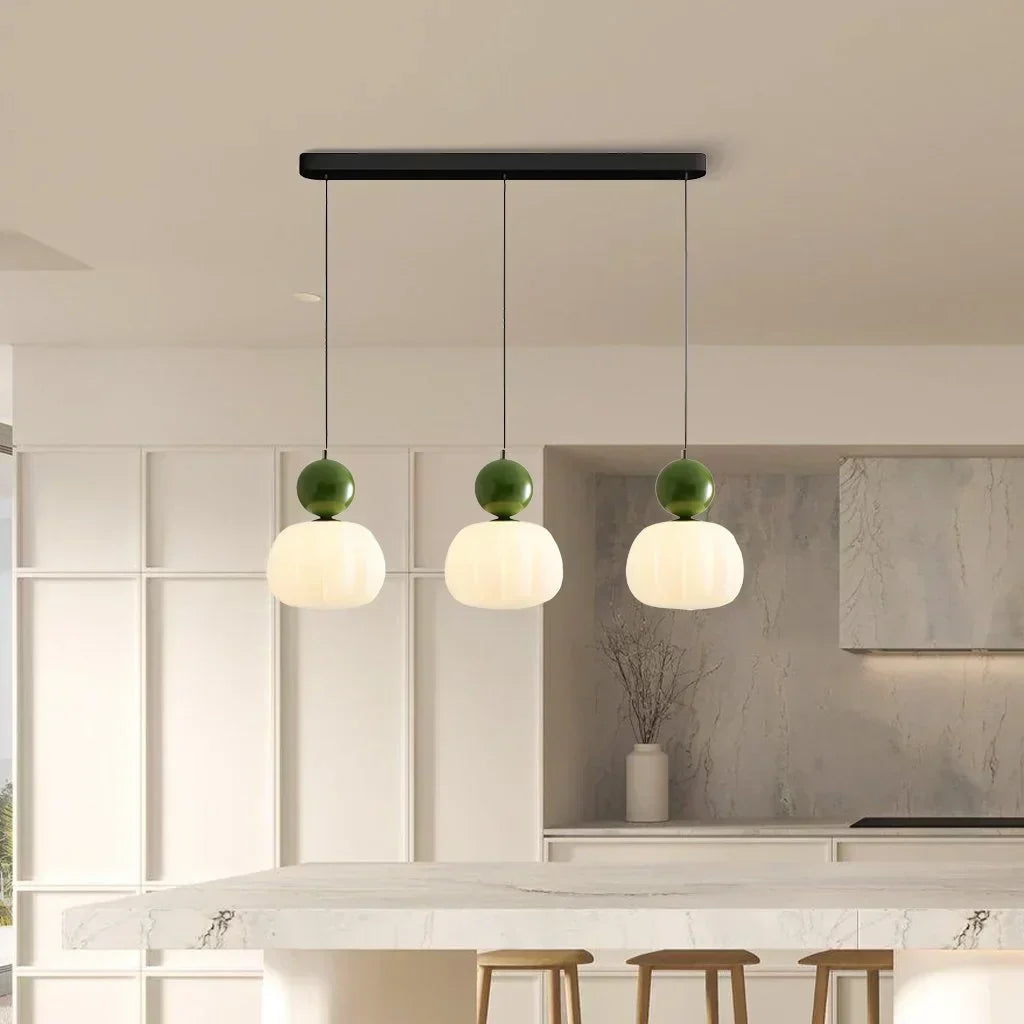 Nordic Pumpkin Ceiling Light — LED Pendant, Reinforced Glass Shade, Polished Metal Frame