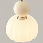 Nordic Pumpkin Ceiling Light — LED Pendant, Reinforced Glass Shade, Polished Metal Frame