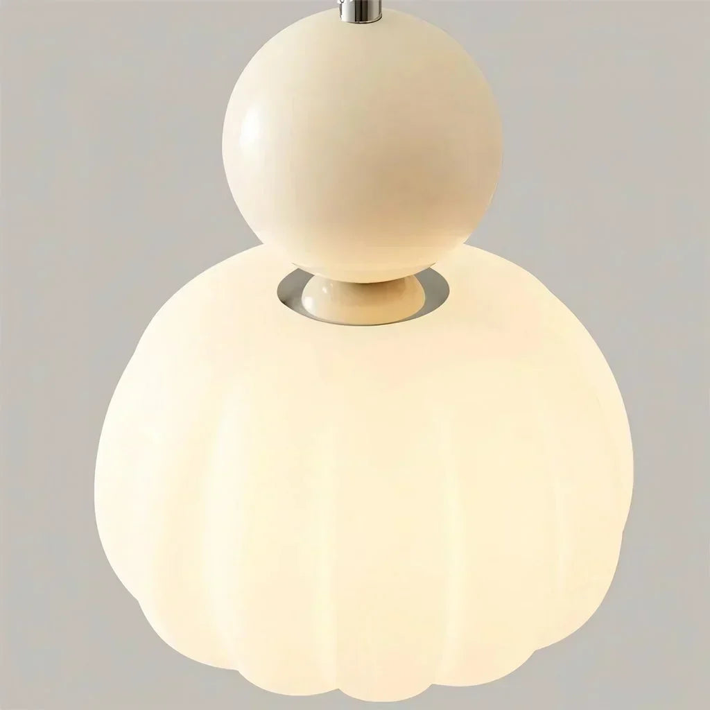 Nordic Pumpkin Ceiling Light — LED Pendant, Reinforced Glass Shade, Polished Metal Frame
