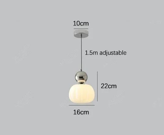 Nordic Pumpkin Ceiling Light — LED Pendant, Reinforced Glass Shade, Polished Metal Frame
