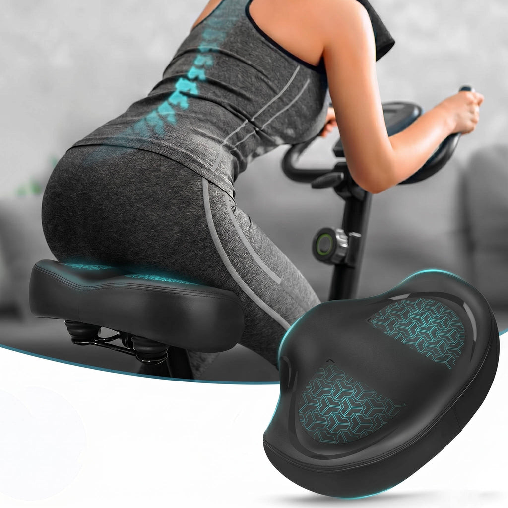 Noseless Bike Seat Cushion Wide Comfort Saddle, Extra Padded Bicycle Seat for Peloton Exercise Electric Cruiser Bikes Me