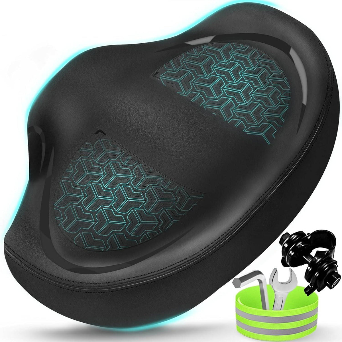 Noseless Bike Seat Cushion Wide Comfort Saddle, Extra Padded Bicycle Seat for Peloton Exercise Electric Cruiser Bikes Me