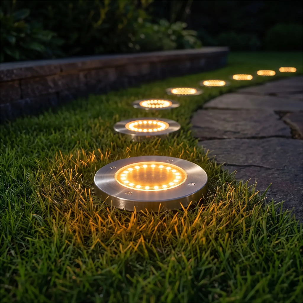 Outdoor Solar Ground Disc Lights for Garden Walkways
