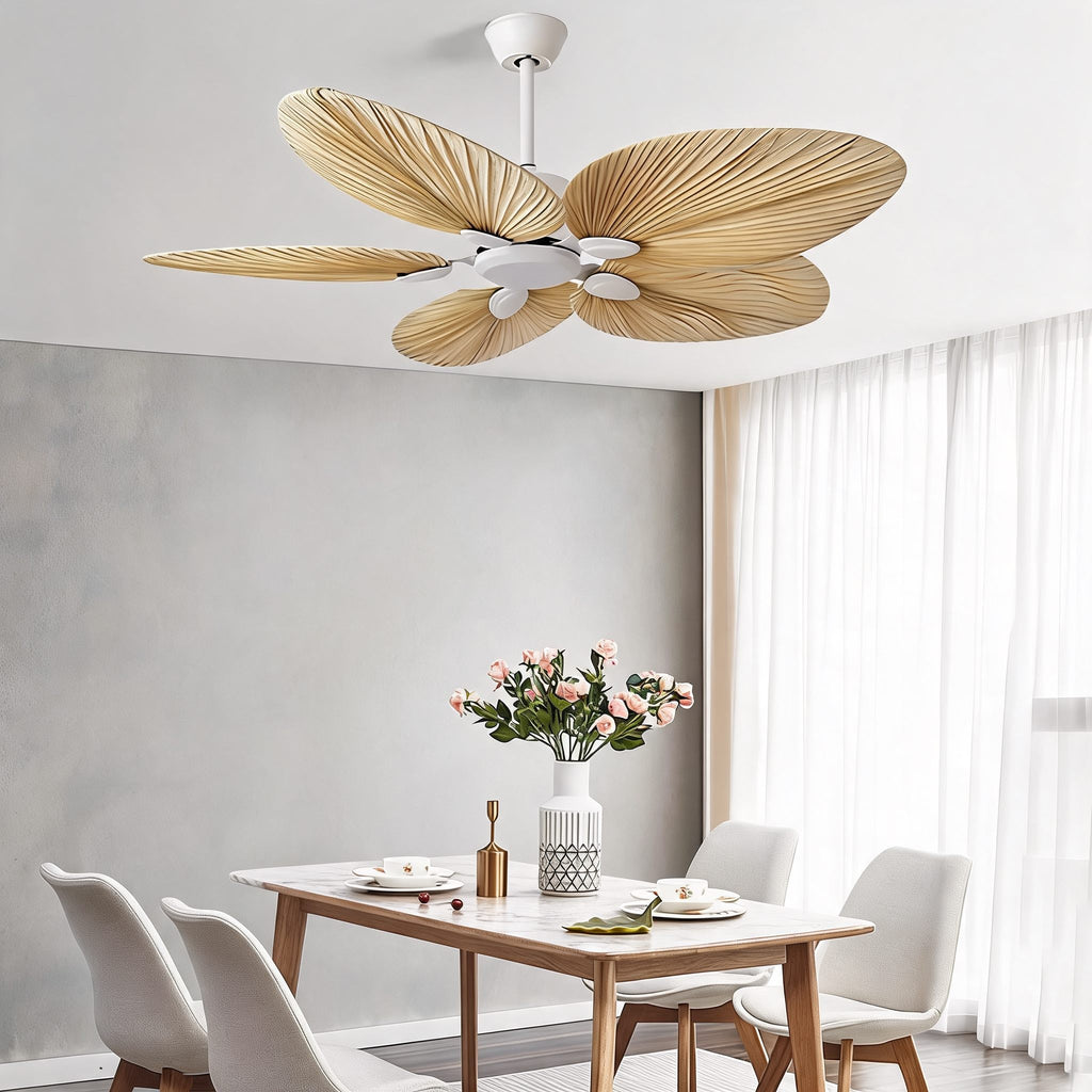Palm Leaf Ceiling Fan — Integrated Lighting, Remote Control, Reversible Airflow
