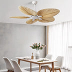 Palm Leaf Ceiling Fan — Integrated Lighting, Remote Control, Reversible Airflow