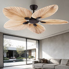 Palm Leaf Ceiling Fan — Integrated Lighting, Remote Control, Reversible Airflow