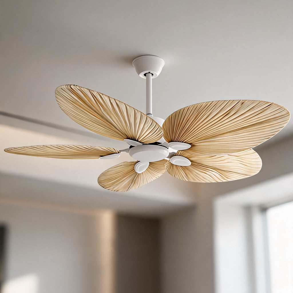Palm Leaf Ceiling Fan — Integrated Lighting, Remote Control, Reversible Airflow