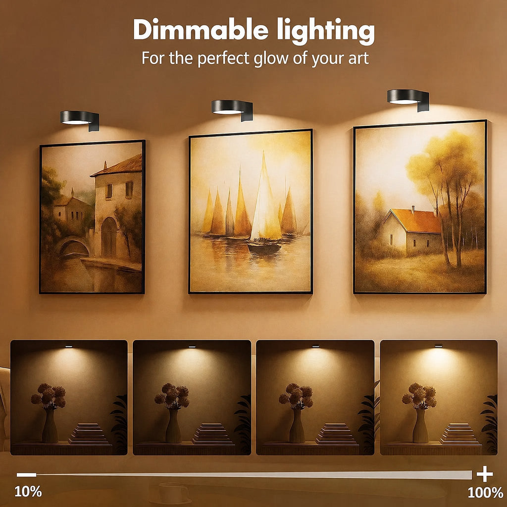 Picture Light | Magnetic & Cordless Dimmable LED | Remote With Timer