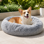 Plush Long-Pile Tie-Dye Round Dog Bed