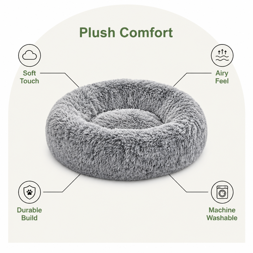 Plush Long-Pile Tie-Dye Round Dog Bed