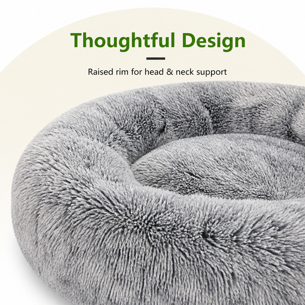 Plush Long-Pile Tie-Dye Round Dog Bed