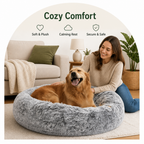Plush Long-Pile Tie-Dye Round Dog Bed