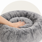 Plush Long-Pile Tie-Dye Round Dog Bed