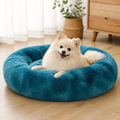 Plush Long-Pile Tie-Dye Round Dog Bed