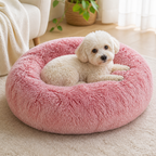 Plush Long-Pile Tie-Dye Round Dog Bed