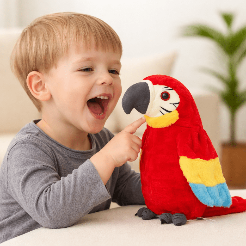 Plush Parrot Toy That Talks for Kids Language Skills