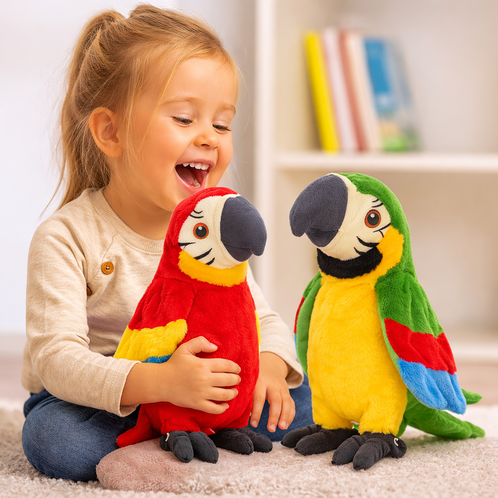Plush Parrot Toy That Talks for Kids Language Skills