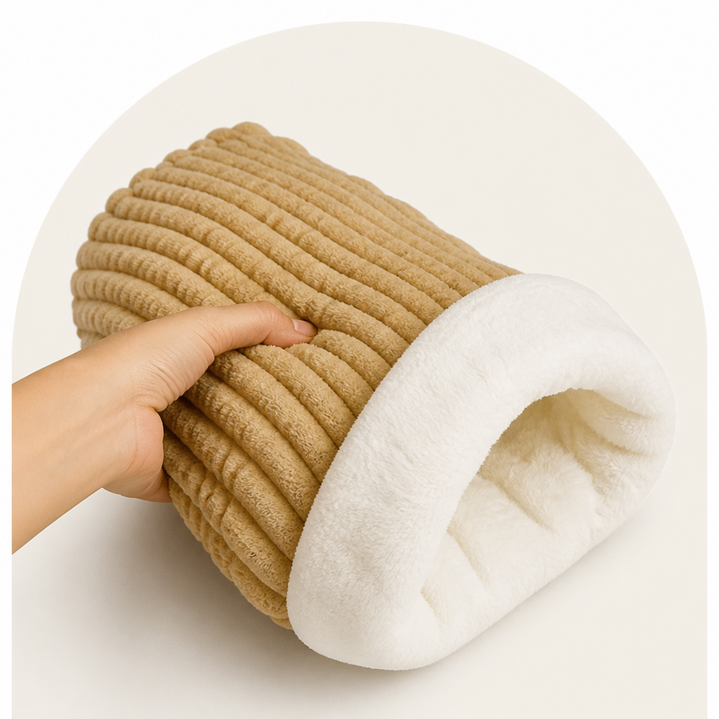 Plush Semi-Enclosed Windproof Pet Sleeping Bag (For Small Cats & Dogs)