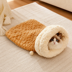 Plush Semi-Enclosed Windproof Pet Sleeping Bag (For Small Cats & Dogs)
