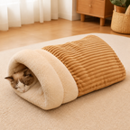 Plush Semi-Enclosed Windproof Pet Sleeping Bag (For Small Cats & Dogs)