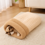 Plush Semi-Enclosed Windproof Pet Sleeping Bag (For Small Cats & Dogs)