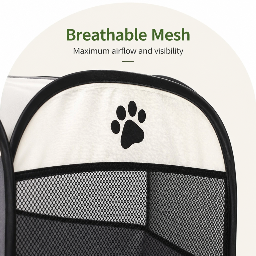 Pop-Up & Foldable Mesh Pet Tent (Zippered Doors)