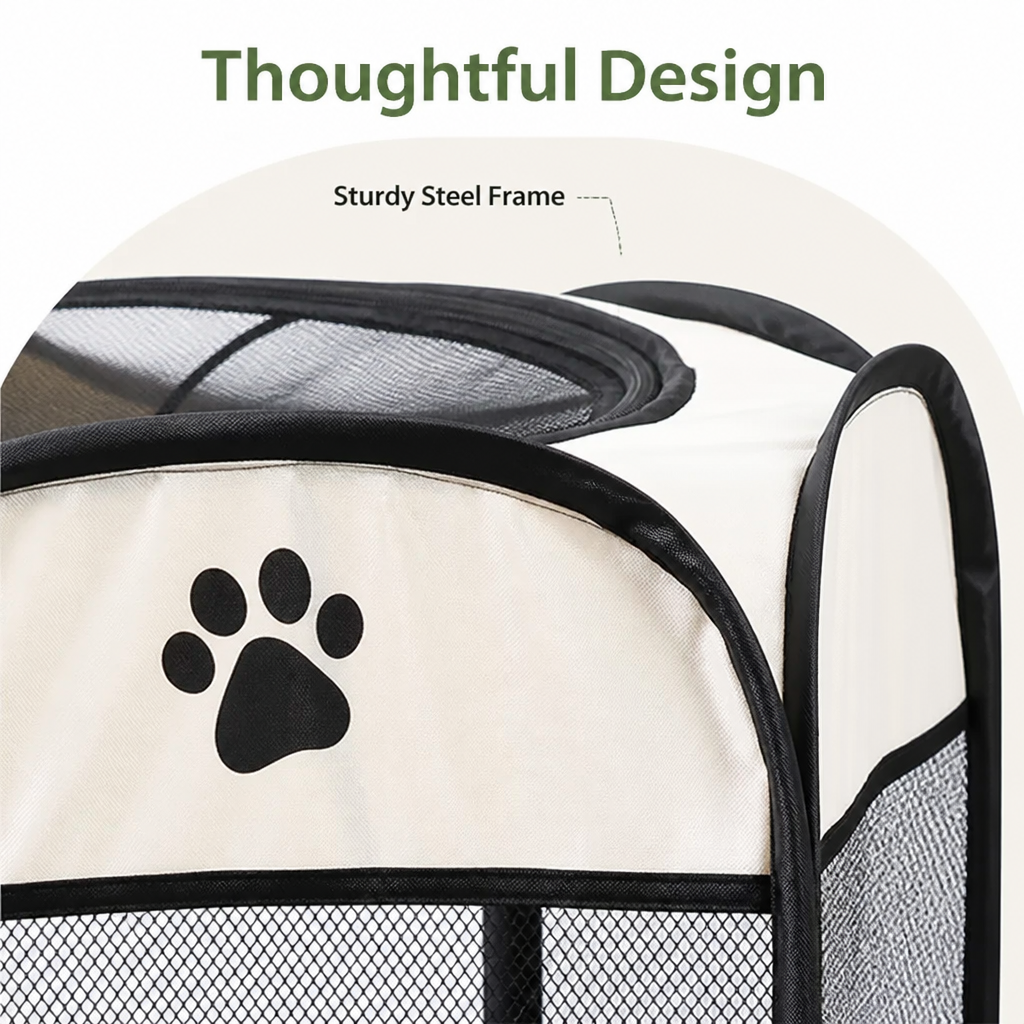 Pop-Up & Foldable Mesh Pet Tent (Zippered Doors)