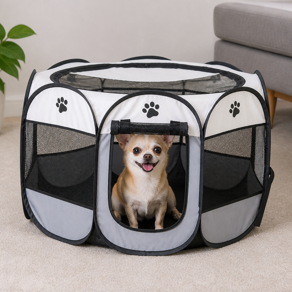 Pop-Up & Foldable Mesh Pet Tent (Zippered Doors)