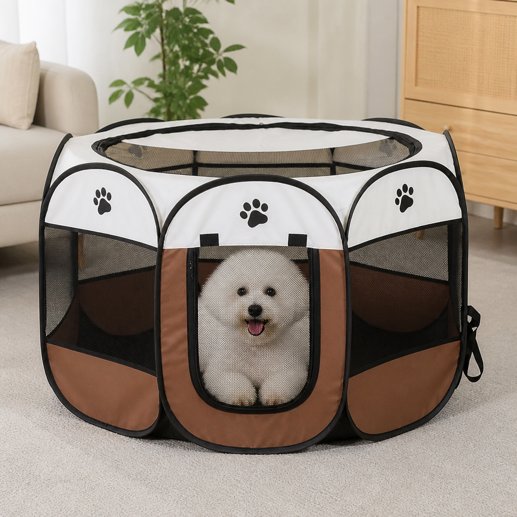 Pop-Up & Foldable Mesh Pet Tent (Zippered Doors)